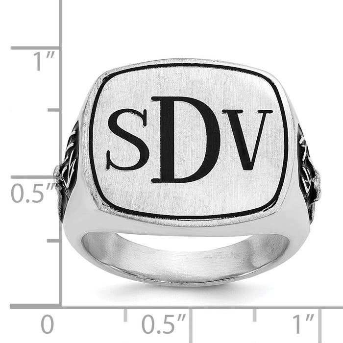 Exclusive Sterling Silver Antler Monogram Cushion Ring - Stylish & Rhodium-Plated-6