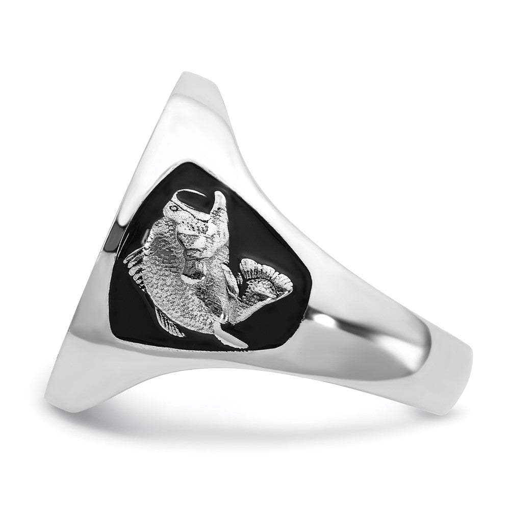 Shop Exclusive Sterling Silver Rhodium-Plated Bass Monogram Ring - Stylish Design