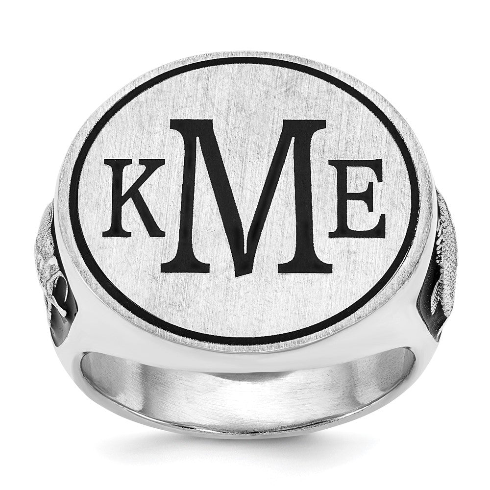 Shop Exclusive Sterling Silver Rhodium-Plated Bass Monogram Ring - Stylish Design