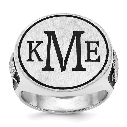Shop Exclusive Sterling Silver Rhodium-Plated Bass Monogram Ring - Stylish Design