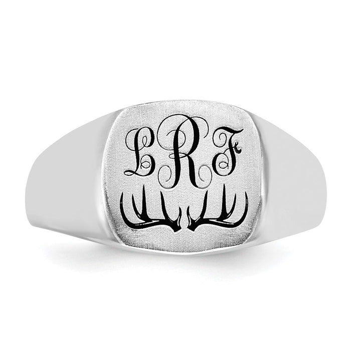 Exclusive Sterling Silver Deer Monogram Ring - 8mm, Rhodium-Plated, Stylish Value-4