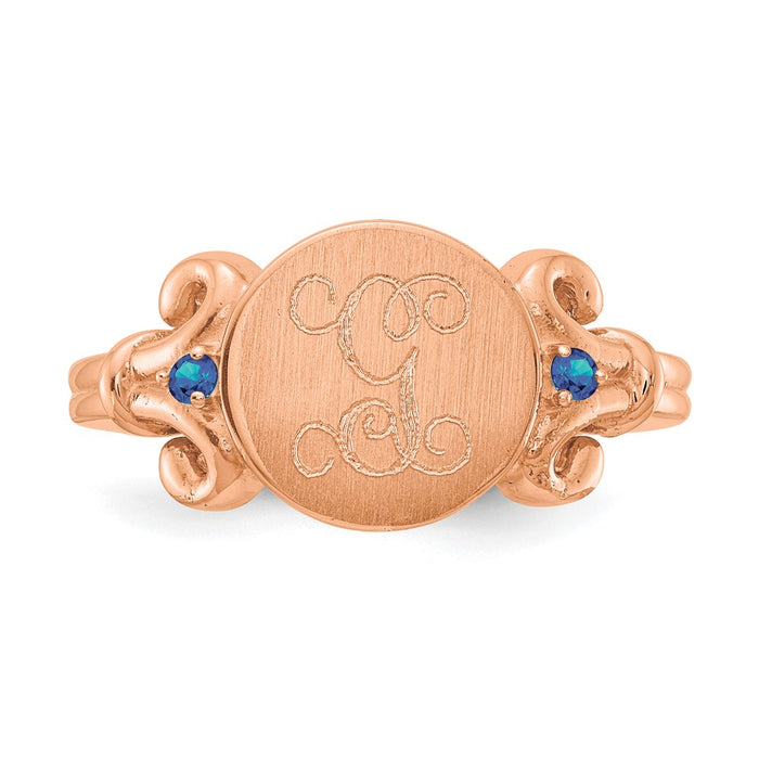 Buy Exclusive 10K Rose Gold Fancy Ring with Engraved Synthetic Birthstones-4