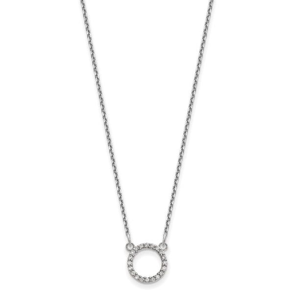 14K White Gold Diamond Circle Pendant Necklace - Style GR1-1015225