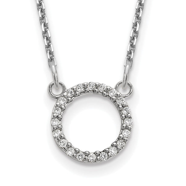 14K White Gold Diamond Circle Pendant Necklace - Style GR1-1020651
