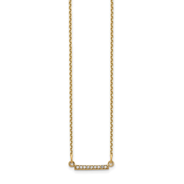 14K Gold Tiny Diamond Bar Necklace - Style GR1-1015246