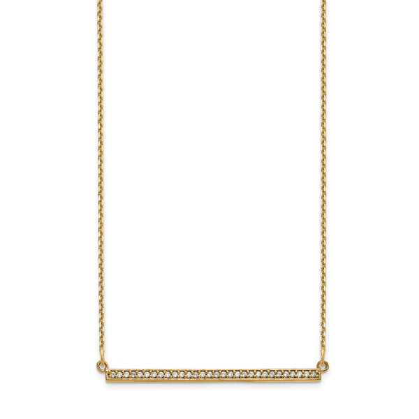 14K Gold Diamond Bar Necklace, 0.85mm Width