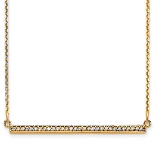 14K Gold Diamond Bar Necklace, 0.85mm Width