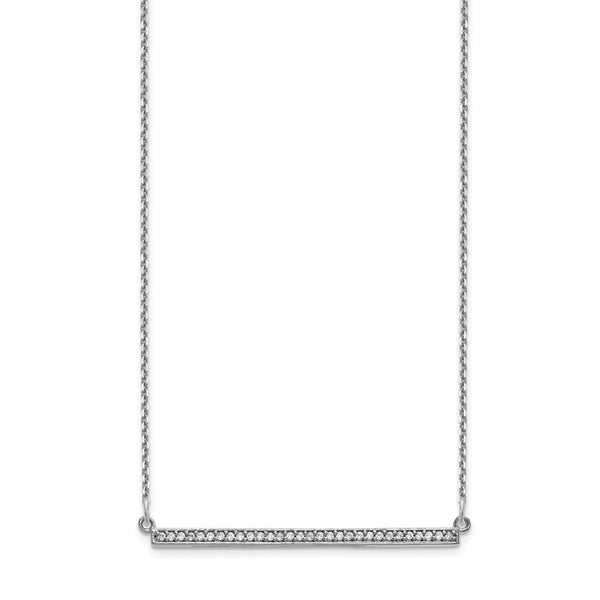 14K White Gold Diamond Bar Pendant Necklace