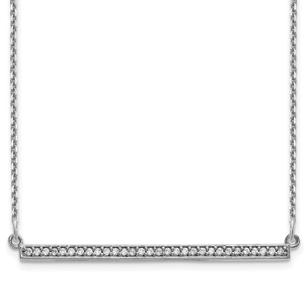 14K White Gold Diamond Bar Pendant Necklace