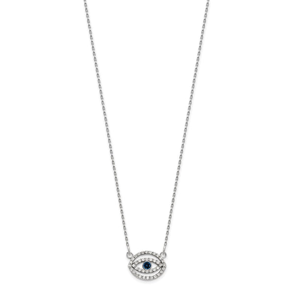14K White Gold Evil Eye Necklace with Diamonds & Sapphires - Style GR1-1015264