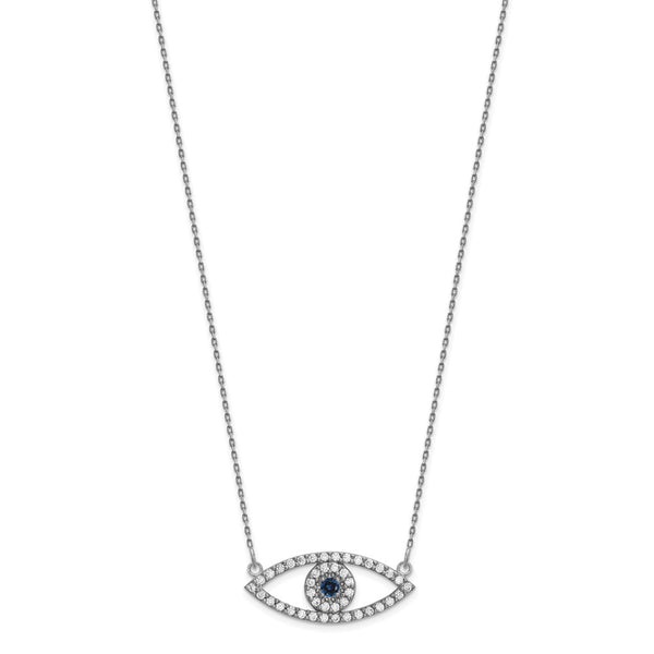 14K White Gold Evil Eye Necklace with Diamonds & Sapphires - Style GR1-1015276