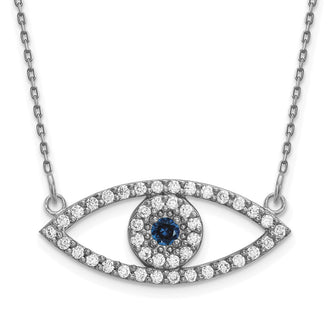 Shop Exclusive 14K White Gold Evil Eye Necklace with Diamonds & Sapphires - Stylish