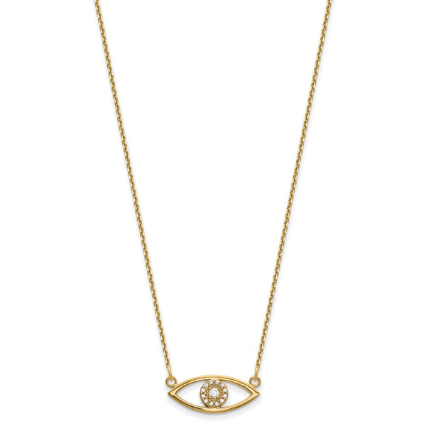 14K Gold Small Diamond Evil Eye Necklace