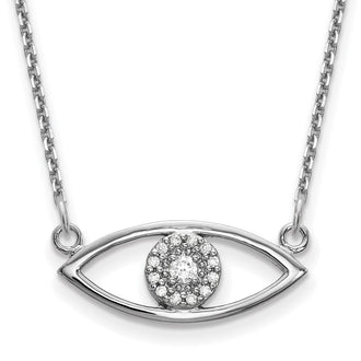 High-Quality 14K White Gold Diamond Evil Eye Pendant Necklace - Stylish Value!