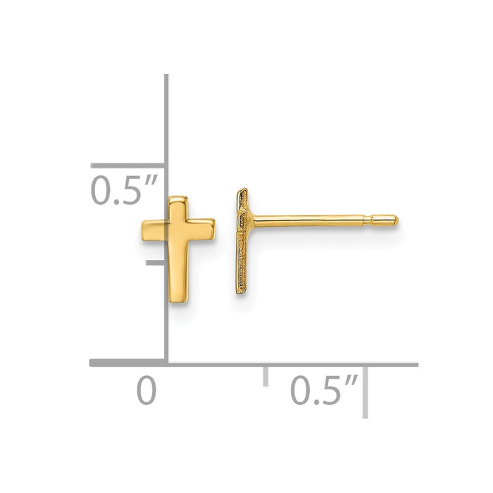 Shop Stylish 14K Gold Polished Cross Stud Earrings - Affordable Luxury Accessory-4
