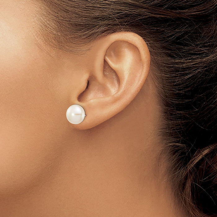 Shop Exclusive 14K White Gold Pearl Stud Earrings - 10-11mm Stylish Value!-3