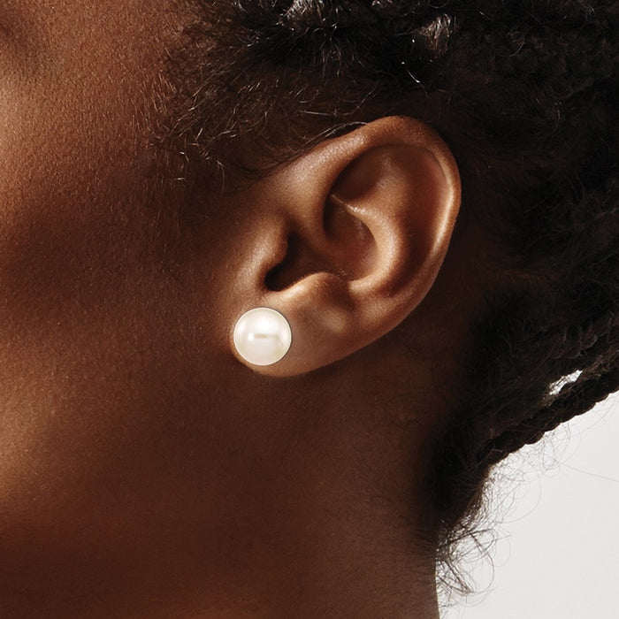 Shop Stylish 14K White Gold Pearl Stud Earrings - 10-11mm Freshwater Value-3