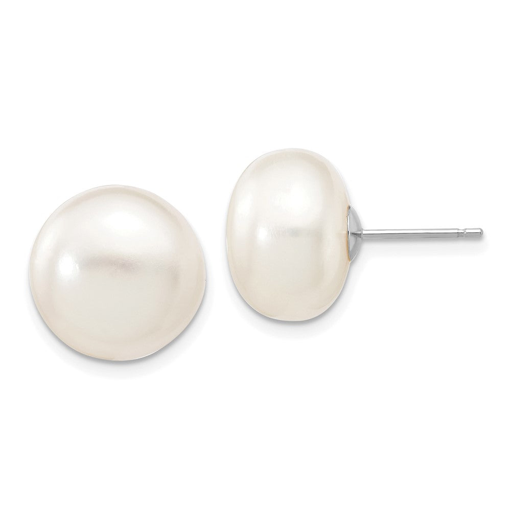 Buy Stylish 14K White Gold Freshwater Pearl Stud Earrings 12-13mm | Luxury Value