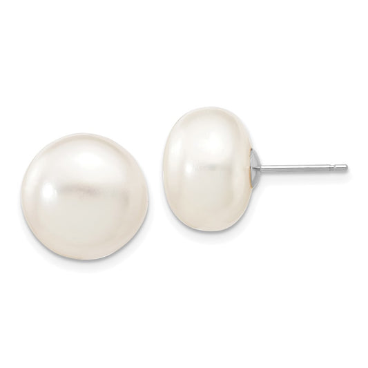 Buy Stylish 14K White Gold Freshwater Pearl Stud Earrings 12-13mm | Luxury Value