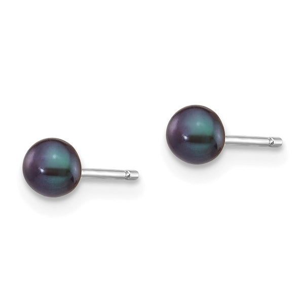 14K White Gold Cultured Pearl Stud Earrings - 3-4mm
