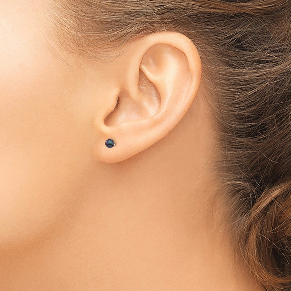 High-Quality 14K White Gold Cultured Pearl Stud Earrings - 3-4mm, Stylish Value