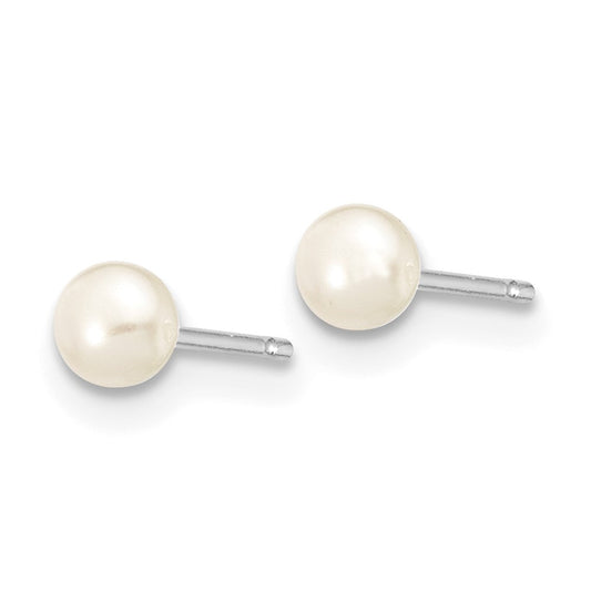 Buy Stylish 14K White Gold Freshwater Pearl Stud Earrings 3-4mm - Affordable Luxury!