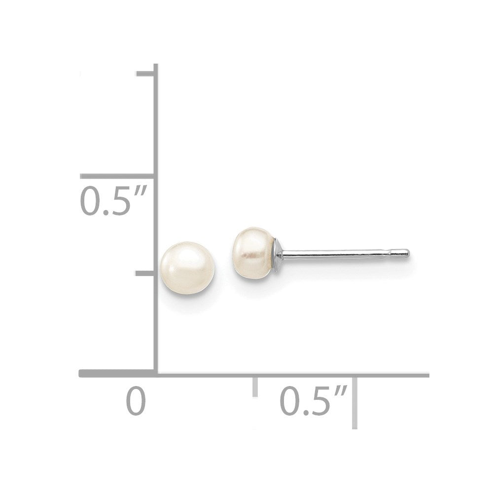 Buy Stylish 14K White Gold Freshwater Pearl Stud Earrings 3-4mm - Affordable Luxury!