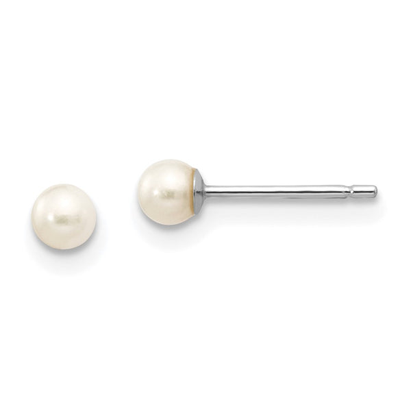 14K White Gold Pearl Stud Earrings - 3-4mm - Style GR1-1020691
