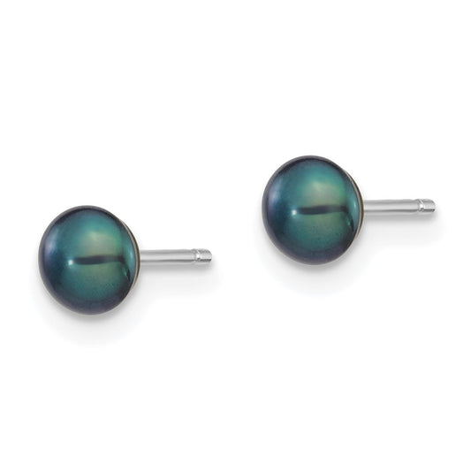 High-Quality 14K White Gold Pearl Stud Earrings - 4-5mm, Affordable Luxury!