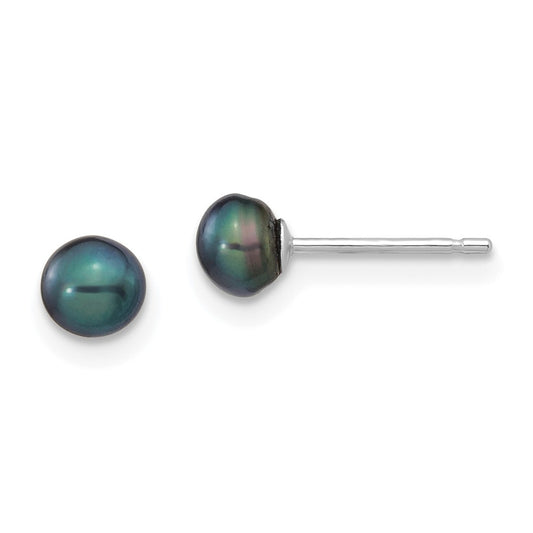 High-Quality 14K White Gold Pearl Stud Earrings - 4-5mm, Affordable Luxury!