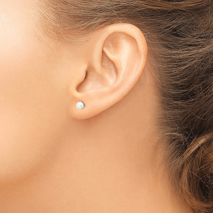 Buy Stylish 14K White Gold Pearl Button Stud Earrings - 4-5mm Luxury at Great Value-3