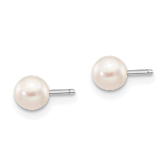 High-Quality 14K White Gold Pearl Stud Earrings 4-5mm | Stylish Value Deal