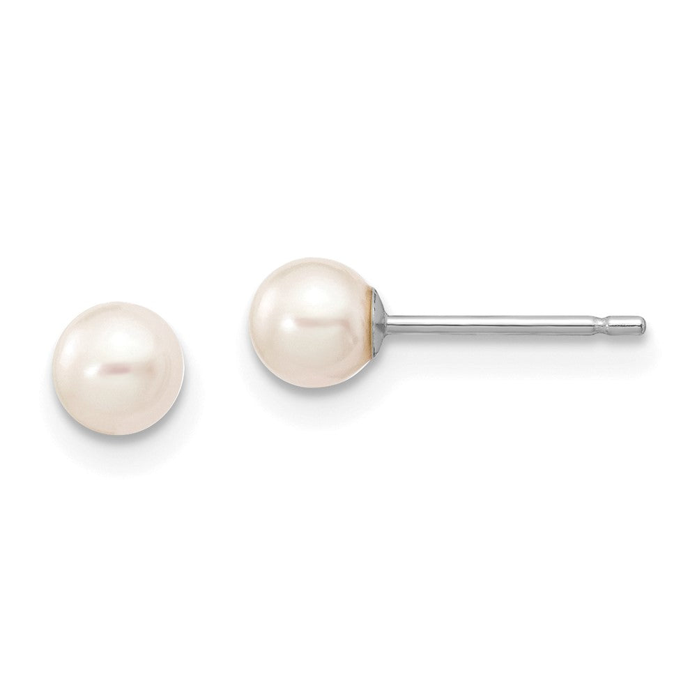 High-Quality 14K White Gold Pearl Stud Earrings 4-5mm | Stylish Value Deal