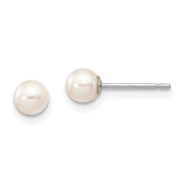 14K White Gold Pearl Stud Earrings 4-5mm