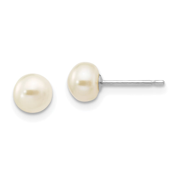 14K White Gold Pearl Stud Earrings - 5-6mm - Style GR1-1015366