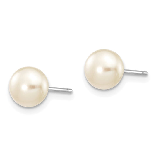 High-Quality 14K White Gold Pearl Stud Earrings - 6-7mm, Stylish Value!