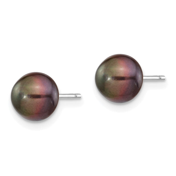 14K White Gold Pearl Stud Earrings - 7-8mm