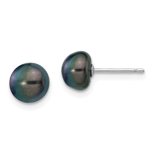 14K White Gold Pearl Stud Earrings - 7-8mm