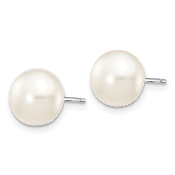 14K White Gold Freshwater Pearl Stud Earrings - 7-8mm - Style GR1-1015022
