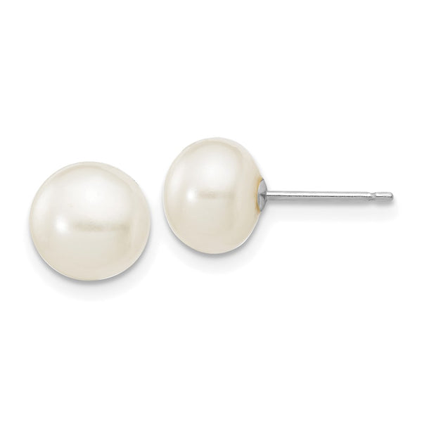 14K White Gold Freshwater Pearl Stud Earrings - 7-8mm - Style GR1-1015022