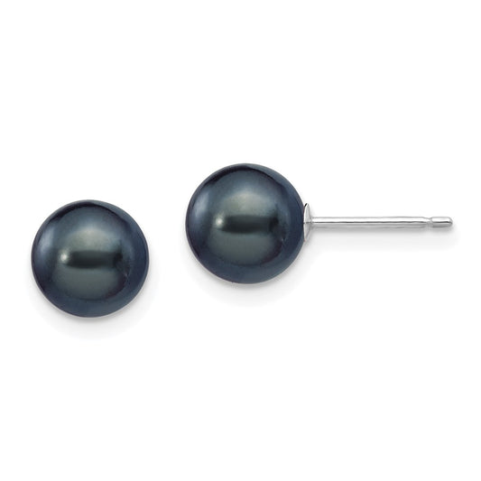 Shop Stylish 14K White Gold Black Pearl Stud Earrings - 7-8mm, Affordable Price