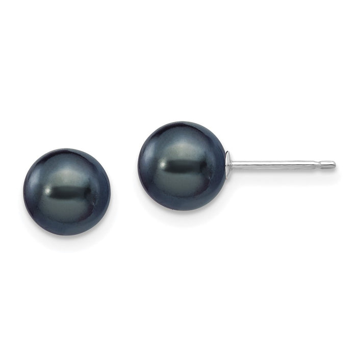 Shop Stylish 14K White Gold Black Pearl Stud Earrings - 7-8mm, Affordable Price-1