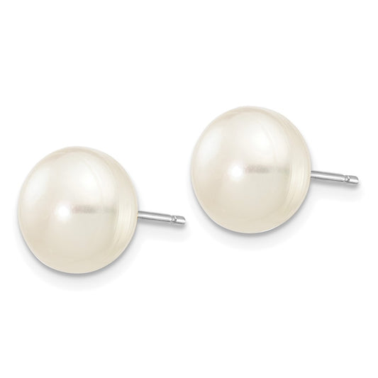 Buy Stylish 14K White Gold Pearl Stud Earrings - 8-9mm Luxury Design