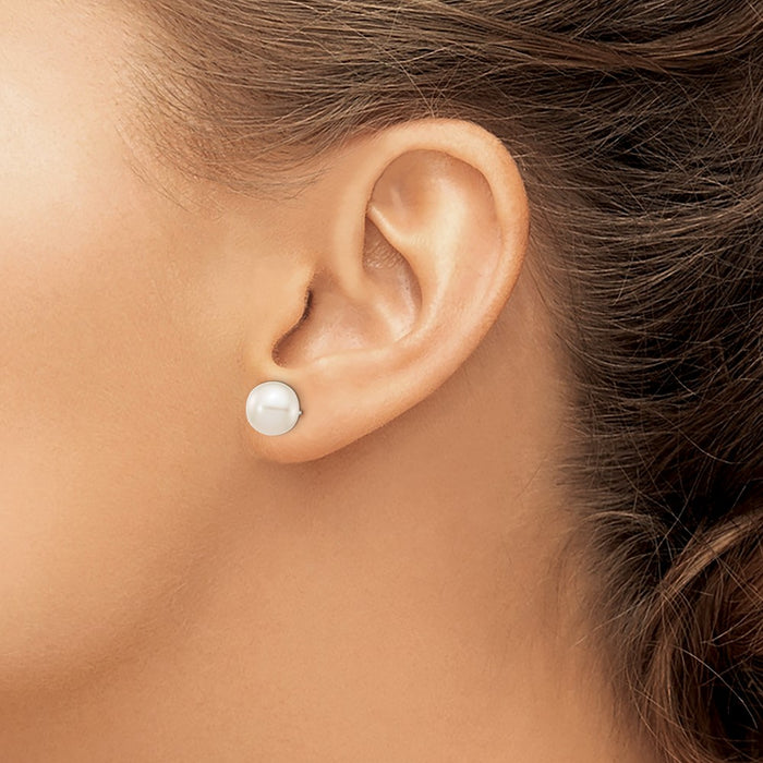 Shop Stylish 14K White Gold 8-9mm Freshwater Pearl Stud Earrings - Luxury Value!-3