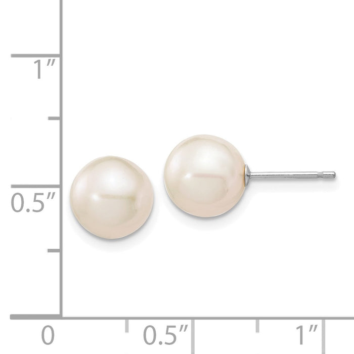 Shop Stylish 14K White Gold 8-9mm Freshwater Pearl Stud Earrings - Luxury Value!-4