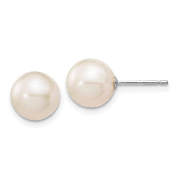 14K White Gold 8-9mm Freshwater Pearl Stud Earrings