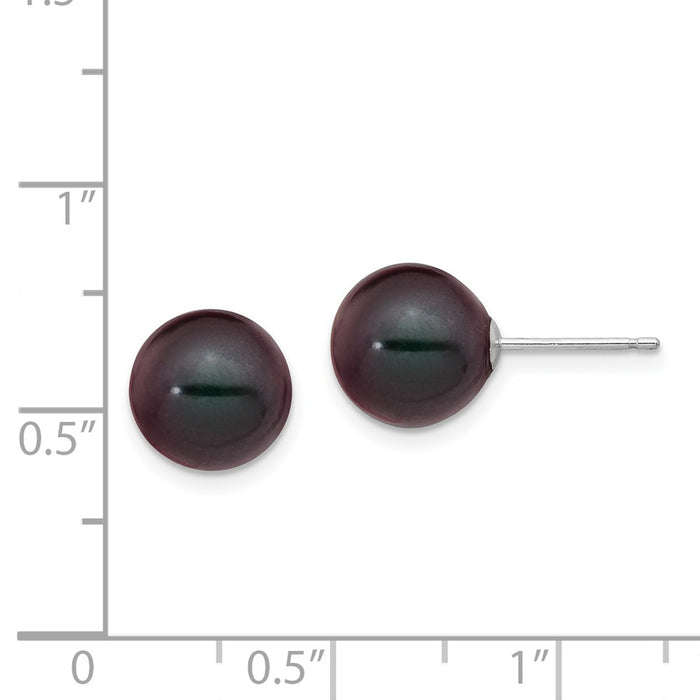 Buy Stylish 14K White Gold Pearl Stud Earrings - 9-10mm, Affordable Luxury!-4