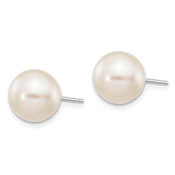 14K White Gold Freshwater Pearl Stud Earrings - 9-10mm - Style GR1-1015062