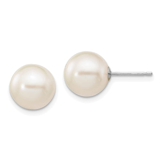 Buy Stylish 14K White Gold Freshwater Pearl Stud Earrings - 9-10mm