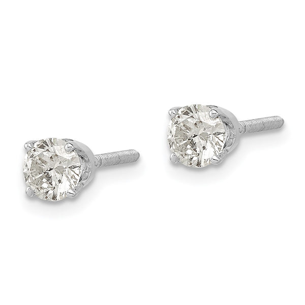 14K White Gold Diamond Stud Earrings - AA Set
